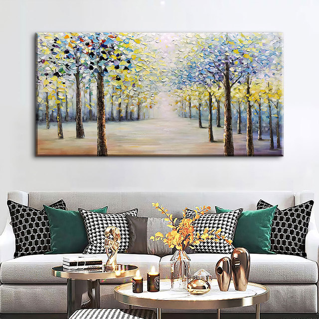 3D Textured Forest Landscape Canvas Wall Art with Vivid Colors Eco-Friendly & Waterproof/ Moisture-Proof for Bedroom Decoration
