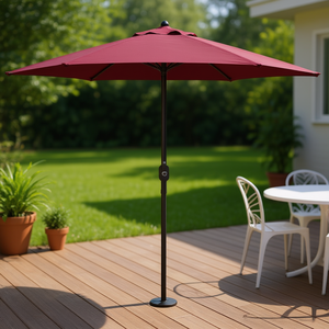 Sombrilla de Jardín Bordeaux Roja de 3 Metros con Poste de Aluminio, Apertura Manual, para Patio, Protección Solar, Muebles de Exterior - Product Image 2