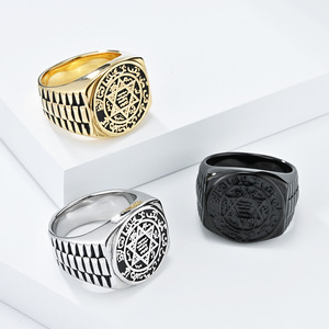 yunnique retro style six-pointed star Solomon symbol <b>titanium</b> steel <b>ring</b>, niche and unique hip-hop punk jewelry - Product Image 4