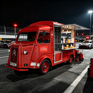 Camionnette alimentaire électrique rétro, directement de l'usine, avec comptoir vitrine chauffant électrique commercial pour courses hippiques - Product Image 1