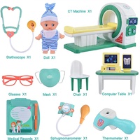 Set Mainan Dokter Anak-Anak, Mesin CT Scan Rumah Sakit Edukatif, Boneka Dokter, Perlengkapan Medis untuk Anak-Anak
