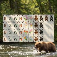 Jeu de Mahjong Américain Personnalisé Thème Forêt, Pliable et Portable, Tuiles en Acrylique Robustes, Motif Ours et Floral, Luxe
