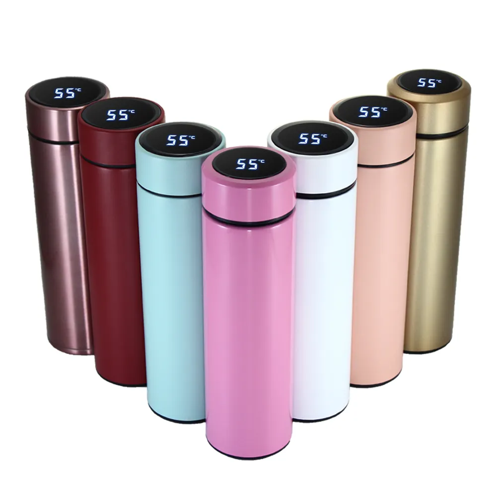 500ml Custom Logo Sport Luxury Smart Vacuum Insulated Flask Stainless Steel Thermo Led Temperature Remind Display Water Bottle