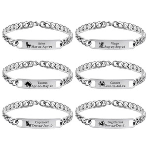 Colgante de acero inoxidable chapado en oro de 18K para hombre, pulsera de plata no empañada, Horóscopo 12, signo del zodiaco, joyería, regalo de cumpleaños - Product Image 2