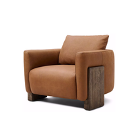 Fauteuil Canapé Confortable à Siège Cylindrique pour Salon, avec Coussin Doux en Peluche et Cadre en Chêne Massif, Idéal pour Appartement - Approvisionnement Direct
