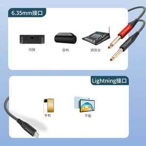 Cable de audio Focanden Lightning a doble 6,35 mm con blindaje para teléfonos móviles, tabletas y altavoces - Product Image 5
