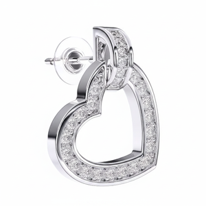 Boucles d'oreilles clous Biojoux Montecarlo 12 mm en forme de cœur, en acier inoxydable, avec strass en cristal, tendance pour femme, idéales pour les soirées BJT224 - Product Image 2