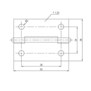 Bisagra a tope de 2 pulgadas Bisagras planas de acero inoxidable 50x38x1,25mm Bisagras de 2'' - Product Image 2