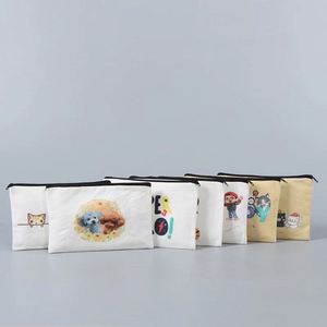 Trousse à crayons en toile à fermeture éclair pour l'approvisionnement transfrontalier - Pochette vierge à sublimation DIY |   Sac de maquillage minimaliste à main en gros - Product Image 4