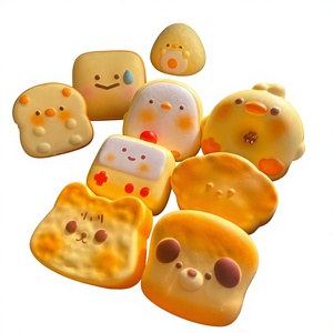 Jouet anti-stress japonais en PU, modèle pain grillé de dessin animé, à rebond lent, doux et moelleux, aliment simulé, gadget à presser et à jouer - Product Image 1