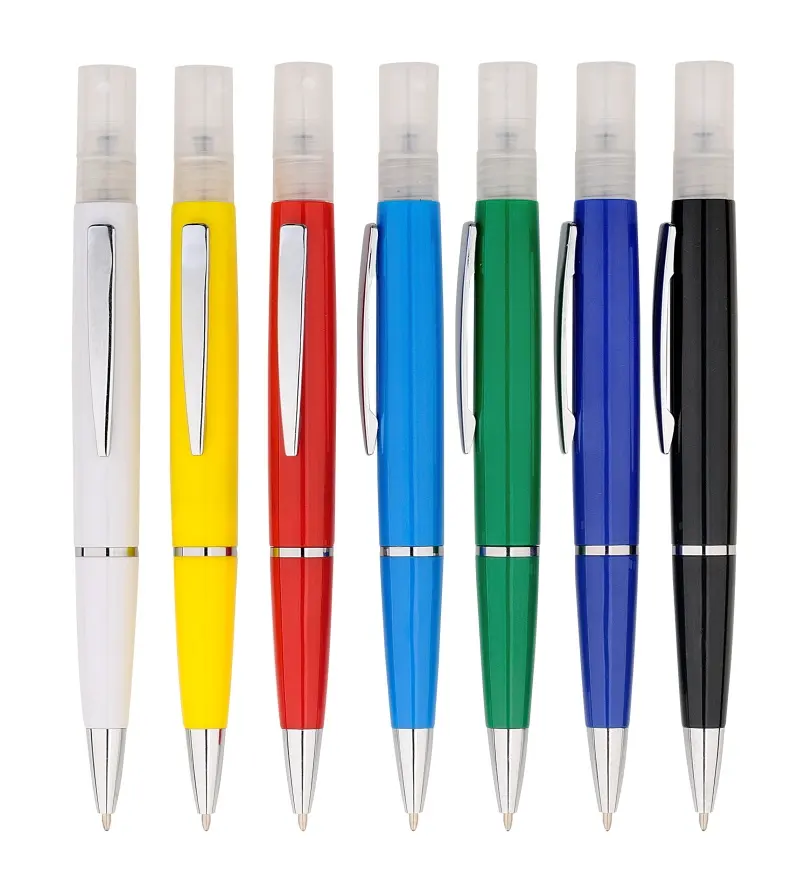 New Style Empty 3 ML Hand Sanitizer Ballpoint Pen Manufacturer Portable Travel Perfume Bottle Plastic Spray Ballpoint Pen