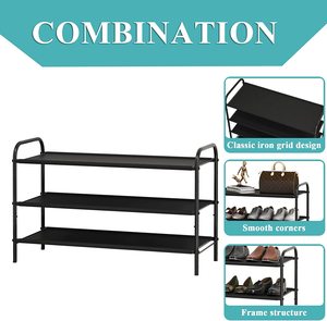 Organisateur de chaussures en métal industriel noir support antirouille réglable pour placard entrée couloir chambre stockage pour usage domestique - Product Image 5