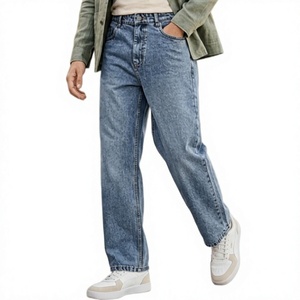 Pantalones Vaqueros Anchos Lavados para Hombre, Cintura Media, Pierna Recta, Estilo Casual Urbano - Product Image 2