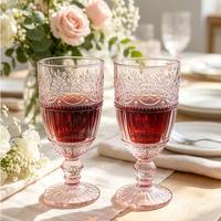 Verre à vin rouge rose épais soufflé à la main de style vintage européen, capacité 10 oz