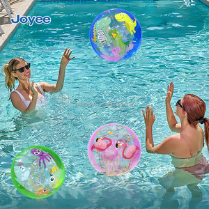 Joyee - 4 Estilos de Pelotas de Playa Inflables Impresas en <span class=keywords><strong>3D</strong></span>, Juguetes de Piscina de PVC sin Ftalatos con Diseño de Animales y Frutas para Niños, Diversión Acuática de Verano - Product Image 3