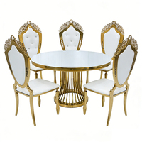 Table de mariage moderne en acier inoxydable doré pour hôtel, salle à manger, salon, événement, salle de banquet et restaurant