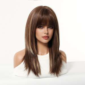 วิกผมเต็มศีรษะสำหรับ<span class=keywords><strong>ผู้</strong></span><span class=keywords><strong>หญิง</strong></span> <span class=keywords><strong>ผม</strong></span>ยาวตรงดูเป็นธรรมชาติ พร้อมการตัดผมยาวระดับไหปลาร้าแบบหลายชั้น และหน้าม้า<span class=keywords><strong>ทรง</strong></span>บลันท์ที่ช่วยลดอายุ - Product Image 5