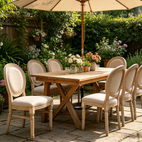 Ensemble de chaises de salle à manger et de table d'événement en plastique blanc, style rustique, rembourrées, démontables, en bois, design nordique moderne, pour restaurant