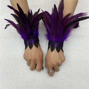 Puños de manga de plumas, guantes para fiesta, Cosplay, puños de muñeca de encaje, manga de piel, accesorios peludos, disfraz de espectáculo de escenario de Carnaval - Product Image 6