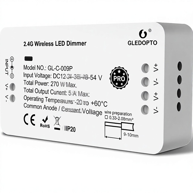Gledopto Zigbee 30 Dimming Control 2.4G RF Remote LED Light Controller Pro with Voice Control Compatible with Echo Plus & Studio