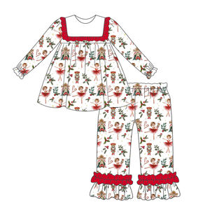 Vestidos <span class=keywords><strong>para</strong></span> niñas <span class=keywords><strong>adolescentes</strong></span> con cuello babero y volantes con monograma, <span class=keywords><strong>trajes</strong></span> <span class=keywords><strong>para</strong></span> niñas con estampado navideño, vestido personalizado <span class=keywords><strong>de</strong></span> algodón <span class=keywords><strong>para</strong></span> niñas - Product Image 5
