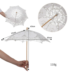 Parasol de mariage en dentelle blanche en gros, parasols en tissu pour mariage - Product Image 4