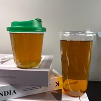 Cetak Logo Kustom, Gelas Plastik Sekali Pakai Dasar Bulat PET PP 8oz 12oz 16oz, Gelas Bir Dengan Tutup dan Sedotan untuk Pernikahan