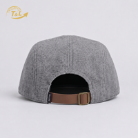 Casquette de baseball 5 panneaux unisexe 4U grise en jersey de coton ajustée, style décontracté et sportif, logo avant réglable, couleur unie