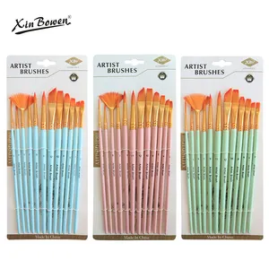 Xinbowen New Products 12 Pcs Paint Brush Set Artist Brushes Set For Watercolor Acrylic Oil Painting