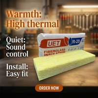 Laine de verre isolante thermique de haute qualité, résistante au feu, conforme à la norme ASTM C411 d'Amérique du Nord, R22, 6,75 pouces, pour portes et plafonds