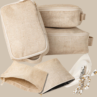 Pochette de maquillage professionnelle personnalisée en jute, écologique, en toile de jute, pochette de toilette en lin naturel, organiseur de voyage