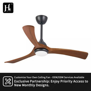 Ventilateur de plafond moderne neuf de 52 pouces avec 3 pales en bois massif, ventilateur de plafond rétro avec télécommande - Product Image 6