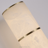 Lampe murale LED moderne en laiton avec abat-jour incurvé, style rétro, en albâtre naturel, télécommandée, pour hôtel de luxe, couloir et décoration intérieure