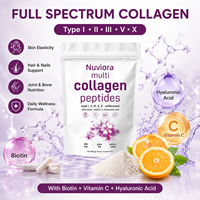 Poudre de peptides de collagène multi-sources nourris à l'herbe, sans OGM, avec biotine, vitamine C et acide hyaluronique pour la peau, antioxydant, pour femmes enceintes