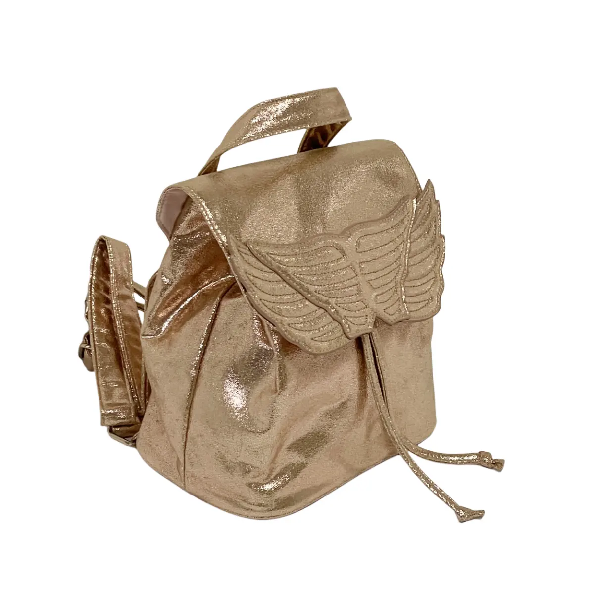 OEM und ODM Special Durable Metallic Stoff Kordel zug Riemen Outdoor-Aktivität Angel Wings Rucksack Tasche für Frauen