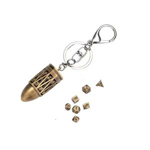 Mini dados metálicos D20 con forma de bala, juego de 7 piezas poliédricas, accesorios de juego de rol D&D para jugadores de mesa - Product Image 1