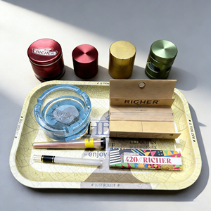 Bandejas Rectangulares Metálicas de Hojalata para Tabaco y Hierbas, Marca RICHER, Personalizadas, Venta al por Mayor de Fábrica, 270*160*22mm - Product Image 1