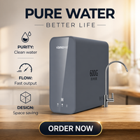 Système de filtration d'eau par osmose inverse électrique VAMIA 600G pour usage domestique et professionnel sous évier