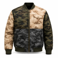 Vente en gros d'usine 2026 OEM Veste streetwear pour hommes Veste personnalisée d'usine matelassée camouflage patchwork