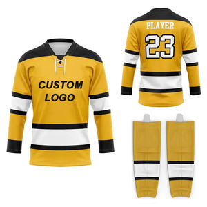 도매 저렴한 승화 아이스 하키 착용 폴리에스터 하키 저지 + 양말 두 조각 세트 훈련 팀 유니폼 - Product Image 2