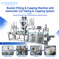 Machine de remplissage et de capsulage automatique Eastbest pour seaux de poudre avec placement précis du couvercle et convoyeur de sortie à pression serrée