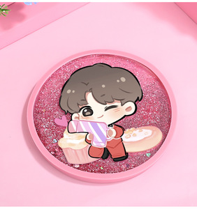 Sakura Flower Liquid Fabricante Impresión UV personalizada Flotante Quicksand Glitter <span class=keywords><strong>Posavasos</strong></span> - Product Image 4