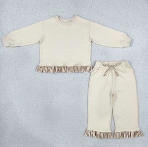 ชุดเด็กผู้หญิง 2 ชิ้น เสื้อแขนยาวและกางเกงขายาวพร้อมขอบระบาย - Product Image 3