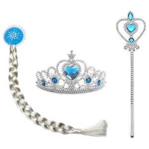 Sromda Princess Girls Fro-zen Hairband Party Accessory Elsa crown set 3pcs Elsa dress up accessories