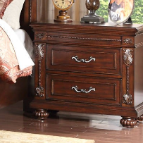 Table de chevet rustique en bois chaud - Table de chevet de chambre à coucher à 2 tiroirs et panneau en chevron, meuble de rangement décontracté de style ferme - Product Image 3