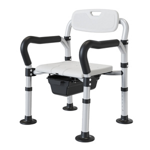 Folding Toilet <b>Chair</b> 61.5cm x 48.5cm x 38cm Portable <b>Commode</b> Stool For Elderly Mobility Assistance Bathroom Safety Equipment - Product Image 4