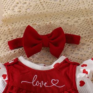 Conjunto <span class=keywords><strong>de</strong></span> <span class=keywords><strong>Dos</strong></span> Piezas para Bebé Recién <span class=keywords><strong>Nacido</strong></span>, Estilo Moderno, Color Rojo, <span class=keywords><strong>de</strong></span> 0 a 18 <span class=keywords><strong>Meses</strong></span>, Mono <span class=keywords><strong>de</strong></span> Manga Larga con Tirantes, Falda y Diadema - Product Image 4