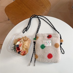 Nuova <span class=keywords><strong>Borsa</strong></span> a <span class=keywords><strong>Tracolla</strong></span> Invernale alla Moda in Peluche Sherpa con Zip e Motivo a Pois Arcobaleno, Carina e Compatta per Shopping e Uso Personale - Product Image 6