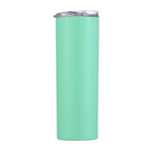 Gobelet isotherme droit et fin de 20 oz en acier inoxydable blanc vierge pour sublimation avec couvercle et paille - Product Image 6