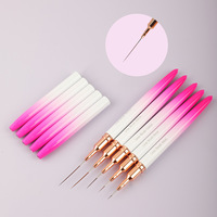 Ensemble professionnel de 5 pinceaux à ongles en métal avec manche métallique, outils de manucure pour la sculpture florale et la peinture sur ongles